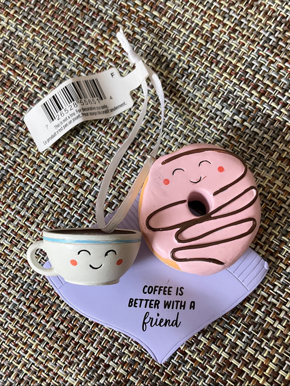 Hallmark Pink Donut & White Coffee Cup ornament NWT